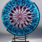 Time Portal III, Side 1 with Back Light in Metal Double Wave Stand
