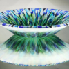 Blue and Green Convergence Bowl on Mirror Surface
