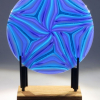 Blue Pinwheel, Side 1 with Backlight on Solid Oak Base