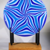 Blue Pinwheel, Side 1 with Front Light on Solid Oak Base