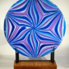 Blue &amp; Lavender Pinwheel, Side 1 with Front Light on Solid Oak Base
