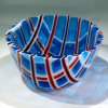 Blue bowl with Red &amp; White Stripes