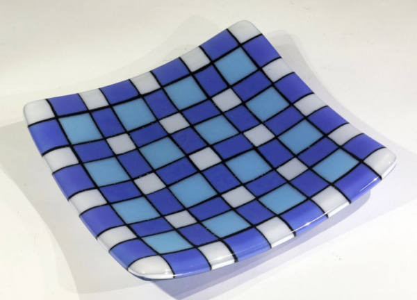 Blue & White Plaid Plate