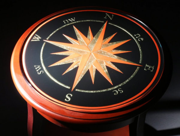 Mariner's Compass, Sandcarved and Gilded Tabletop