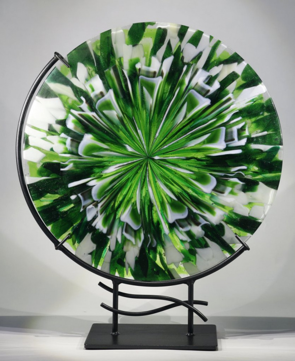 Time Portal II, Side 1 with Front Light in Metal Double Wave Stand