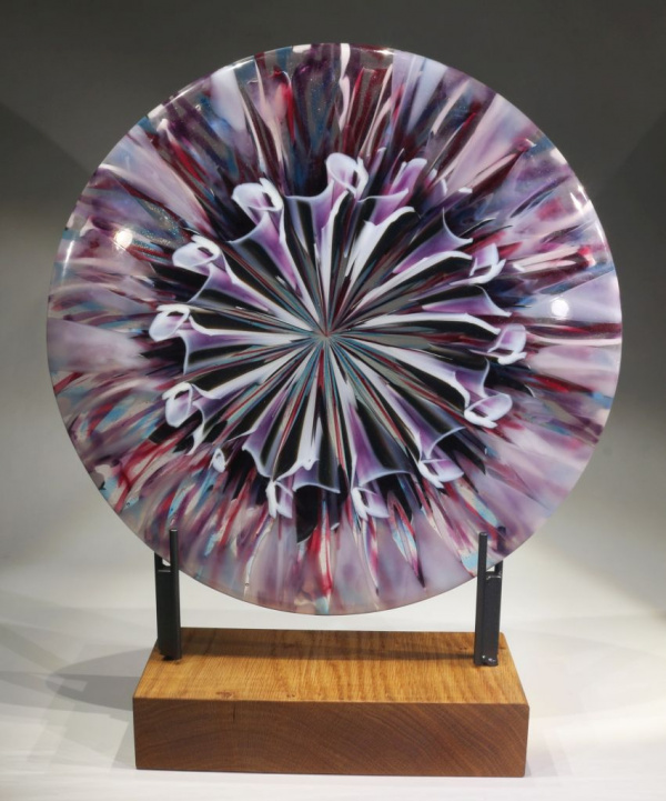 Time Portal VIII, Side 1 with Front Light in Wood Base Stand