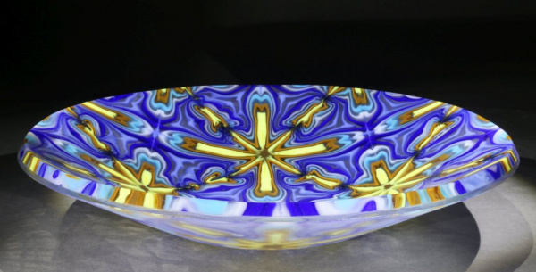Blue and Yellow Kaleidoscopic Bowl