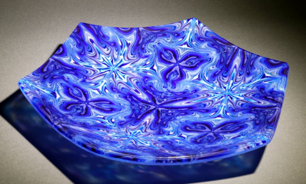 Blue, White and Purple Kaleidoscopic Platter